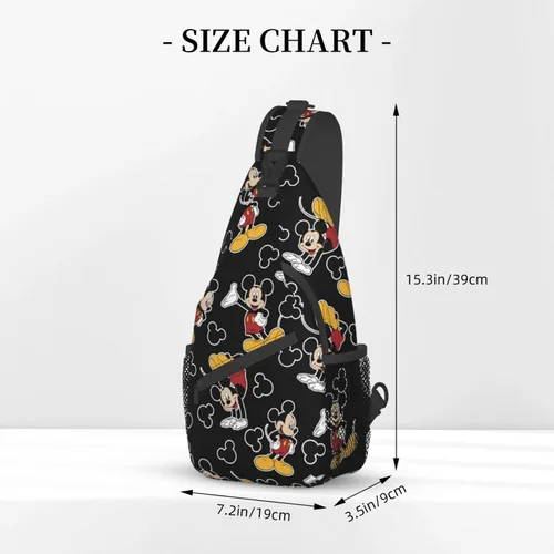 Vista 2 de EVWKL Linda mochila cruzada de Mickey Mouse para mujeres y hombres, bolsa de pecho para mujer, bolso de viaje, deportes, senderismo, Negro-2