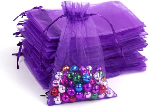 Vista 12 de Lautechco 100 bolsas de organza – 4 x 6 pulgadas, bolsas de regalo de malla beige con cordón para Navidad