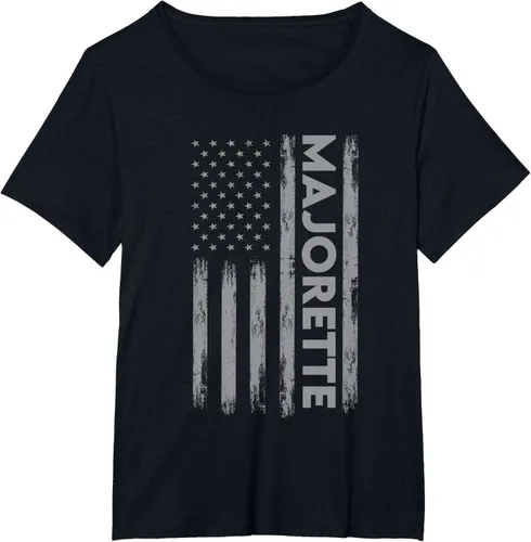 Vista 28 de Great Majorette - Camiseta de bastón giratorio con diseño de bandera de Estados Unidos, Negro, S