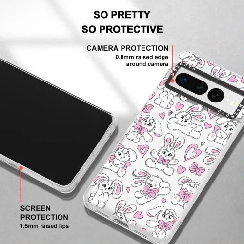 Vista 4 de MOSNOVO - Funda de teléfono para Google Pixel 7 Pro, protección Buffertech contra caídas de grado militar (6.6 pies), antidesprendimiento conejitos