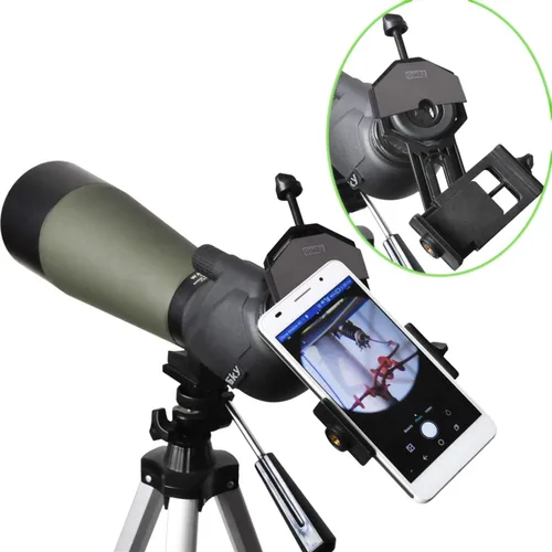 Vista 7 de Gosky Paquete de telescopio de 20-60x80 con trípode, adaptador de teléfono y estuche de transporte