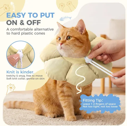 Vista 7 de Avont Soft Cat Cone S Apricot Post-Surgery Anti-Lick Ajustable Albaricoque