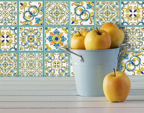 Vista 8 de IRI-GIRI Adhesivos para azulejos de loseta en muro Calcomanías de pared de vinilo impermeables de 4 x 4 pulgadas para cocina y baño Azulejos