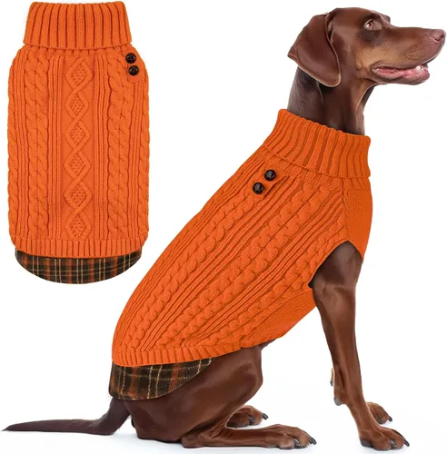 Vista 24 de KYEESE Suéter suave para perros pequeños, machos, abrigado, de cuello alto, ropa elástica de punto para gatos, abrigo cómodo para cachorros