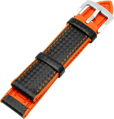 Vista 4 de SINAIKE SiliconeWatchBand20mm22mmCarbonFiberLightweightRubberWatchBandsforMenWomenTaperedStrapMetalBuckle