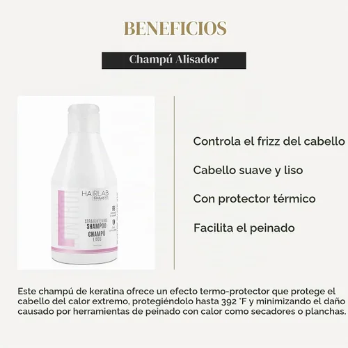Vista 3 de SALERM - Champú de queratina - Lisos Hair Lab - 10.1 fl oz - Controla el encrespamiento del cabello - Suave y liso - Con protector térmico