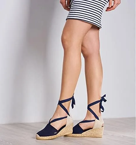 Vista 2 de Viscata Escala Espadrille Canvas Wedges with Sleek Ankle Laces Women's Lace Up shoes Handmade in Spain Organic Cotton Canvas and 100% Natural Jute