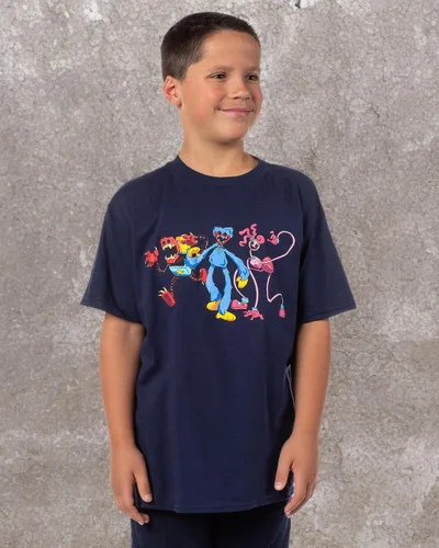 Vista 5 de Mad Engine Poppy Playtime CH2 Bad Guys Huggy Mommy Long Legs Boxy Boo - Camiseta gráfica de personajes para niño