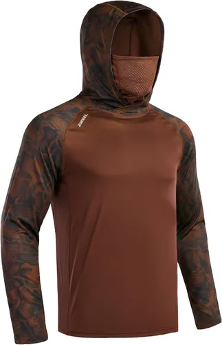 Vista 33 de Rodeel - Camisa de pesca para hombre con manga larga, UPF 50+, rendimiento de alto rendimiento para senderismo, con máscara, protección UV