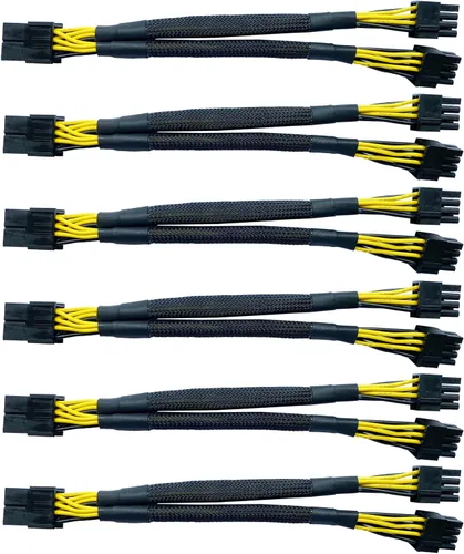 Vista 7 de GPU PCI-e 8 pines hembra a doble 8 (6+2) pin macho PCI Express trenzado con manga divisor cable de alimentación 9 pulgadas (paquete de 3)