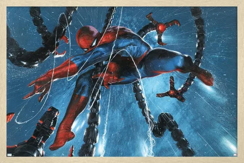 Vista 7 de Trends International Marvel Comics-Spider-Man, Doctor Octopus-Rain Cover Póster de pared, 14.725 x 22.375 pulgadas, versión enmarcada de madera