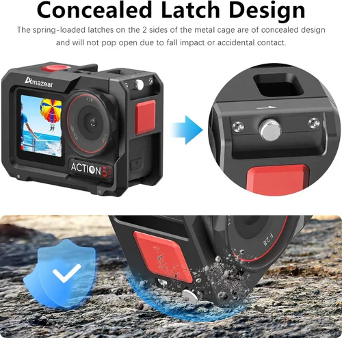 Vista 3 de AMAZEAR Jaula de metal para DJI Osmo Action 5 Pro, DJI Action3/4/5 Pro Premium Accessories Funda protectora multifunción carcasa de aluminio