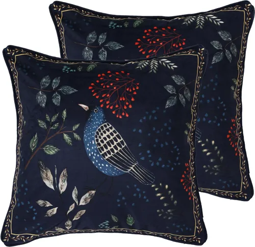 Vista 18 de patdrea Funda de almohada de terciopelo francés de diseño, 18 x 18 pulgadas Aviario