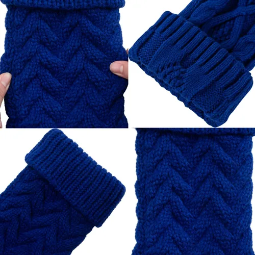 Vista 4 de Medias de Navidad, 18 pulgadas, calcetines de punto trenzado azul para decoración de Navidad, paquete de 2