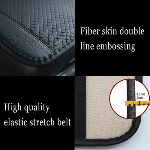 Vista 3 de ASUBHA Cojín para consola central de automóvil, 12.4 x 7.48 pulgadas, de piel, impermeable, protector de caja de asiento para reposabrazos de Negro