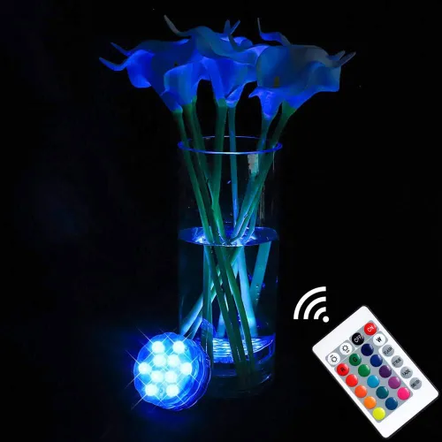 Vista 7 de AquaMiracle Luces LED sumergibles con mando a distancia, impermeables, operadas por batería, luces multicolor que cambian de color para jacuzzi