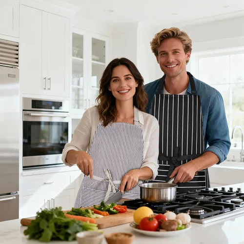 Vista 6 de Serrenf Paquete de 2 delantales, delantales de cocina de cocina, delantal ajustable con 2 bolsillos para hombres y mujeres, delantal de chef