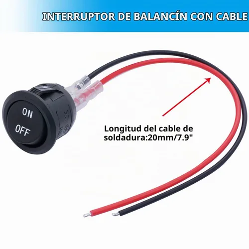 Vista 5 de Twidec Interruptor basculante redondo de 12 V de 12 V de encendido y apagado AC 6A/250 V 10 A/125 V SPST 2 pines 2 posiciones 12 voltios DC círculo
