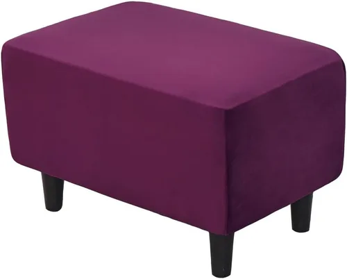 Vista 9 de Fundas otomanas elásticas, funda otomana de terciopelo, funda rectangular de almacenamiento para taburete, funda para reposapiés para sala de estar