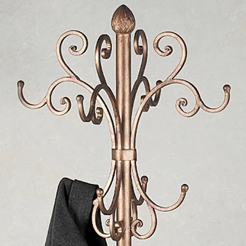 Vista 4 de Touch of Class Kensington - Perchero y sombrero, acabado dorado antiguo Metal Rack, Scrollwork Design, Eight Hanging Hooks, Bottom Umbrella