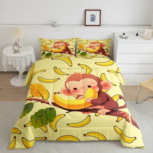 Vista 26 de Feelyou Juego de edredón de animales de zoológico, tamaño individual, juego de ropa de cama de animales de dibujos animados para niños, niñas
