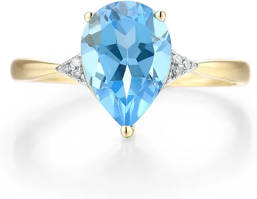 Vista 2 de Santuzza Anillo de oro macizo de 10 quilates con piedras preciosas solitarias para mujer