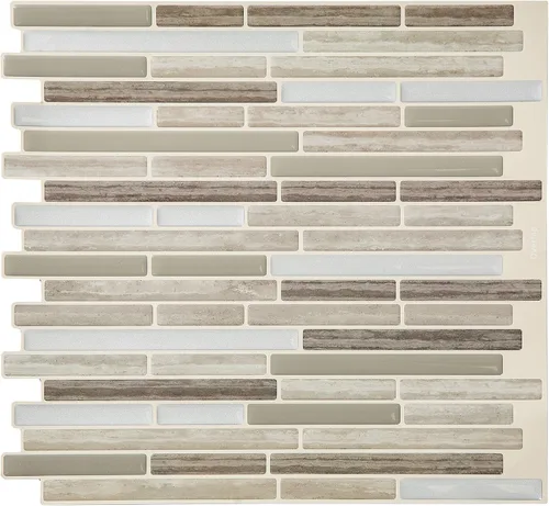 Vista 9 de Tack Tile Protector contra salpicaduras de vinilo para despegar y pegar (mosaico pequeño blanco)
