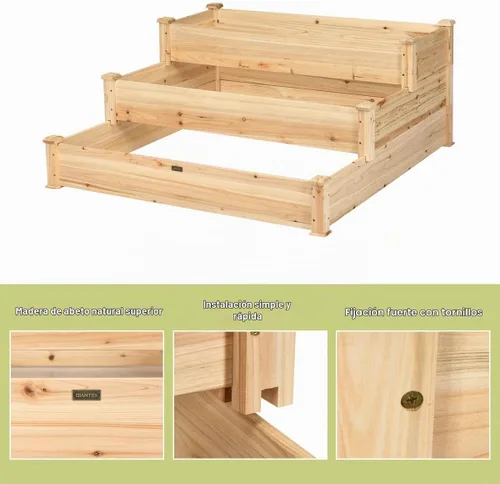 Vista 3 de GIANTEX Cama de jardín elevada de 3 niveles, maceta para exteriores, caja de cultivo de flores vegetales, kit de cama elevada elevada, contenedor