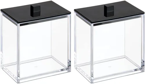 Vista 10 de MDesign Moderna encimera cuadrada de tocador de baño tarro recipiente organizador para hisopos de algodón, bolas de algodón, esponjas