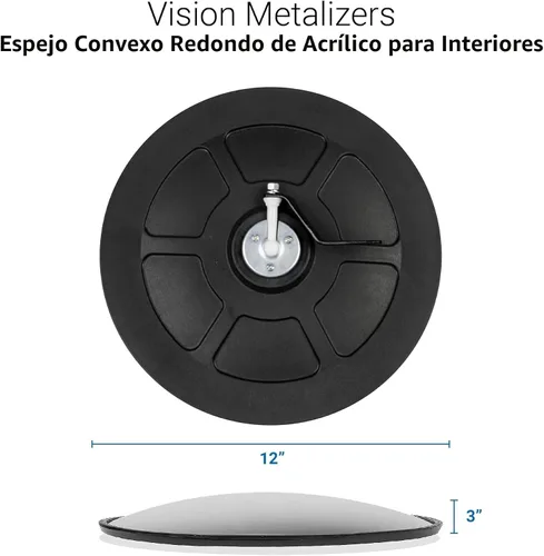 Vista 3 de Espejo convexo acrílico para interiores de 12 pulgadas con parte trasera de plástico, espejo redondo de seguridad para interiores para el punto