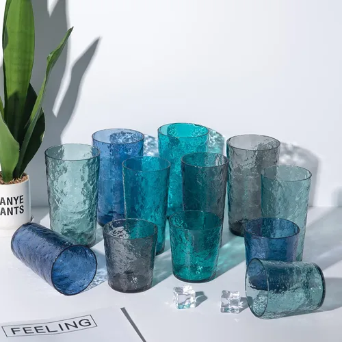 Vista 6 de KX-WARE Vasos de plástico de acrílico de 12 onzas, juego de 8 unidades, color azul