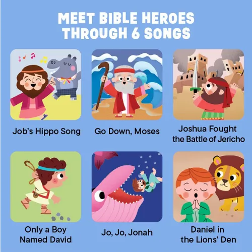 Vista 2 de Bible Heroes Libros cristianos con sonido para niños, 6 canciones de la Biblia para niños pequeños, regalos cristianos para niños, Biblia para bebés