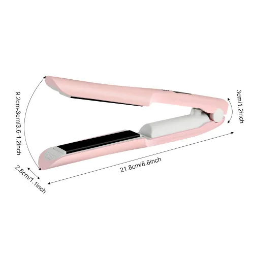 Vista 8 de Mini alisador de pelo inalámbrico portátil de viaje, rizador plano 2 en 1, de cerámica, recargable por USB, plancha plana inalámbrica