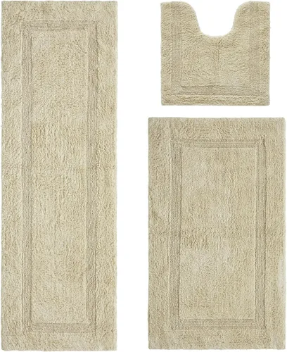 Vista 408 de Better Trends - Juego de 2 alfombras de baño 100% algodón, extra suaves, con borlas, de 17" x 24", alfombra de baño superabsorbente y reversible