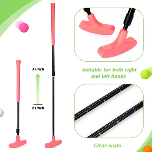 Vista 3 de Leyndo Paquete de 2 putters de golf para hombres y mujeres con 12 pelotas de golf bidireccionales ajustables para diestros o zurdos, juego de club