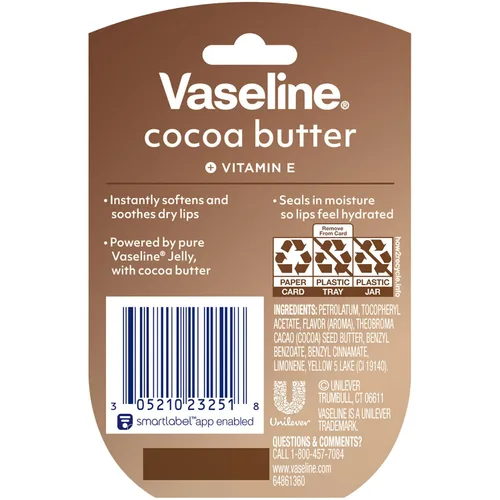 Vista 2 de Manteca de Cacao Vaseline Lip Therapy, 0.25 oz (Pack de 4 unidades)