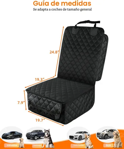 Vista 5 de PETICON Funda impermeable para asiento delantero de automóvil, 2 unidades Negro