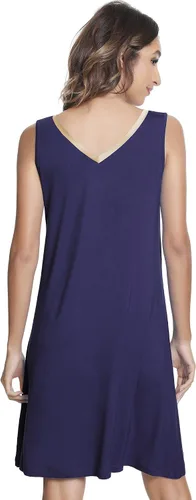 Vista 3 de NACHILA Camisones para mujer, viscosa hecha de bambú, sin mangas, camisón suave, camisón de satén con cuello en V