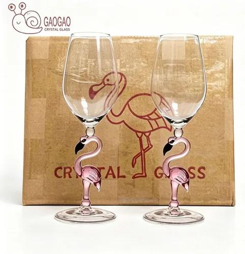 Vista 2 de Creative Pink Flamingo Cóctel Martini Copa Vajilla Fresca Bar Bar Vino Set (2, 11.2 fl oz copa de vino)