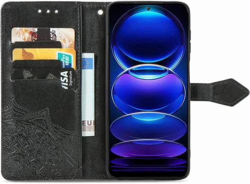 Vista 2 de Redmi Note 12 Pro 5G - Funda de piel tipo cartera con cierre magnético a prueba de golpes con ranuras para tarjetas y soporte para Redmi Note 12 Pro