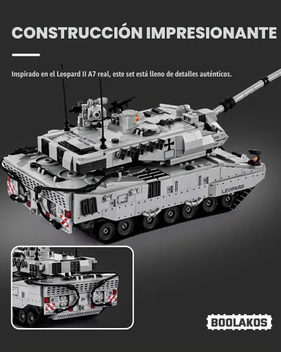 Vista 6 de Leopard II - Bloque de construcción de tanque de batalla principal, juego de juguetes de construcción de tanques militares para exhibir