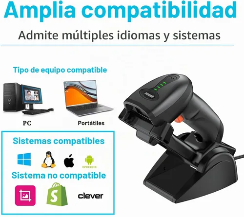 Vista 8 de Symcode Escáner de código de barras QR industrial Bluetooth con soporte de carga inalámbrico, escáner de código de barras inalámbrico 2D 1D Escáner