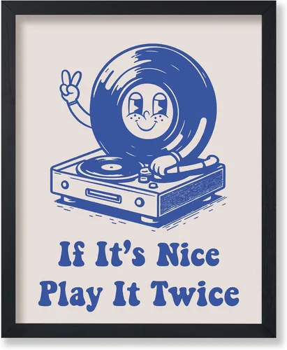 Vista 48 de Poster Master If It's Nice Play It Twice Poster - Retro Record Player Print - Turntable Art - Music Design - Blue Preppy Design - Trendy Artwork