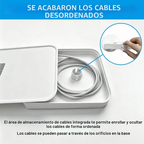 Vista 4 de Soporte adhesivo para estante de salida, organizador de cables de montaje en pared sin taladro