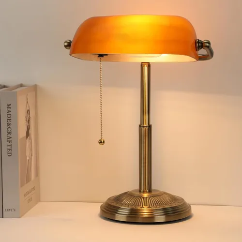 Vista 10 de LINNMON Lámpara de Escritorio de Banquero, Lámpara Retro Verde, Lámpara Vintage con Interruptor de Cadena de Tirar para Oficina en el Hogar