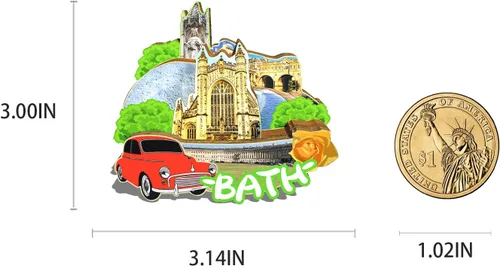 Vista 3 de Imán de nevera con imán de Inglaterra para el Reino Unido de Baño de Inglaterra Monumentos de Madera 3D Hitos de Viaje Coleccion