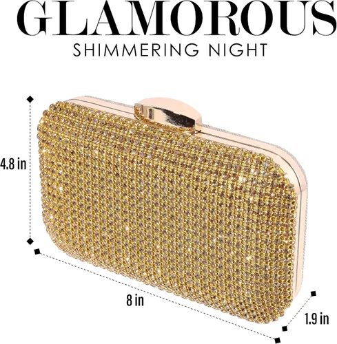 Vista 3 de Bolso de mano de cristal plateado para mujer, bolso de noche con purpurina para boda, cena, fiesta, baile de graduación, cóctel