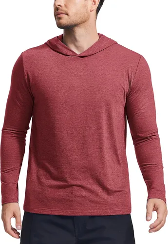 Vista 16 de PINSPARK Sudaderas ligeras con capucha tipo pullover para hombres, manga larga, sudadera con capucha para golf, gimnasio, entrenamiento, sudadera