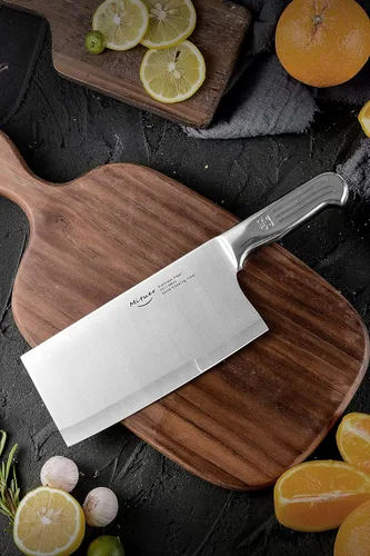 Vista 4 de Cuchillo de carnicero de 7 pulgadas, cuchillo de chef chino de acero inoxidable, cuchillo de carnicero para restaurantes y hogar