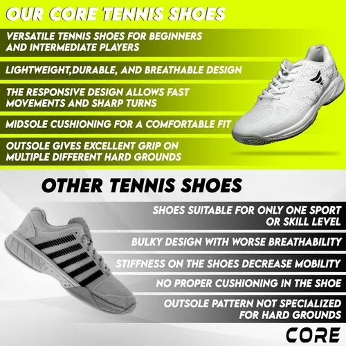Vista 6 de Core Tennis Zapatos - Zapatillas de tenis transpirables para hombre y mujer - Zapatos de pádel con suela antideslizante - Zapatos de tenis